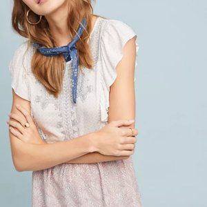 ANTHROPOLOGIE RANNA GILL CHACONNE EMBROIDERED TOP